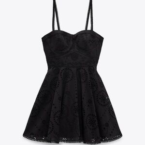 Zara Eyelet Mini Dress in Black